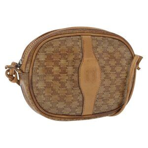 Authentic CELINE Macadam Canvas Shoulder Bag PVC Beige